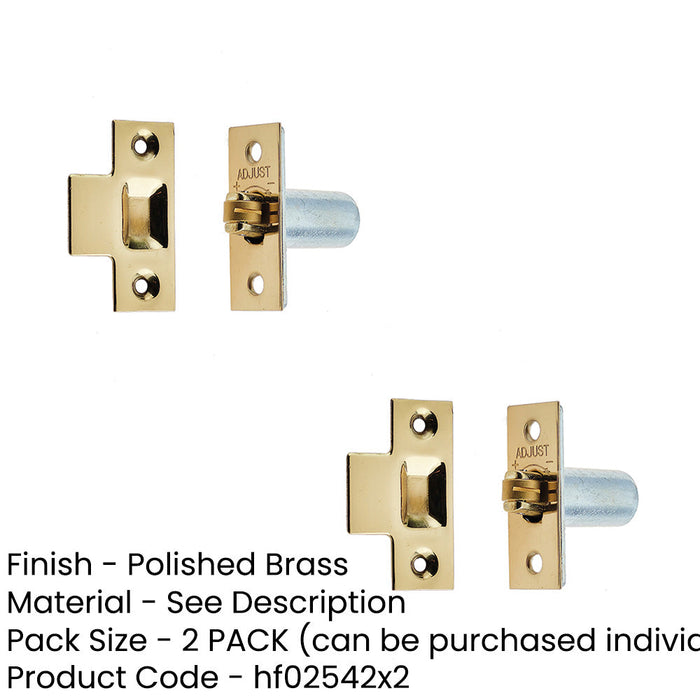 PACK Premium Adjustable Rollerbolt Catches with Polished Brass Finish 36mm (1)-1