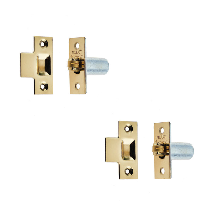 PACK Premium Adjustable Rollerbolt Catches with Polished Brass Finish 36mm (1)