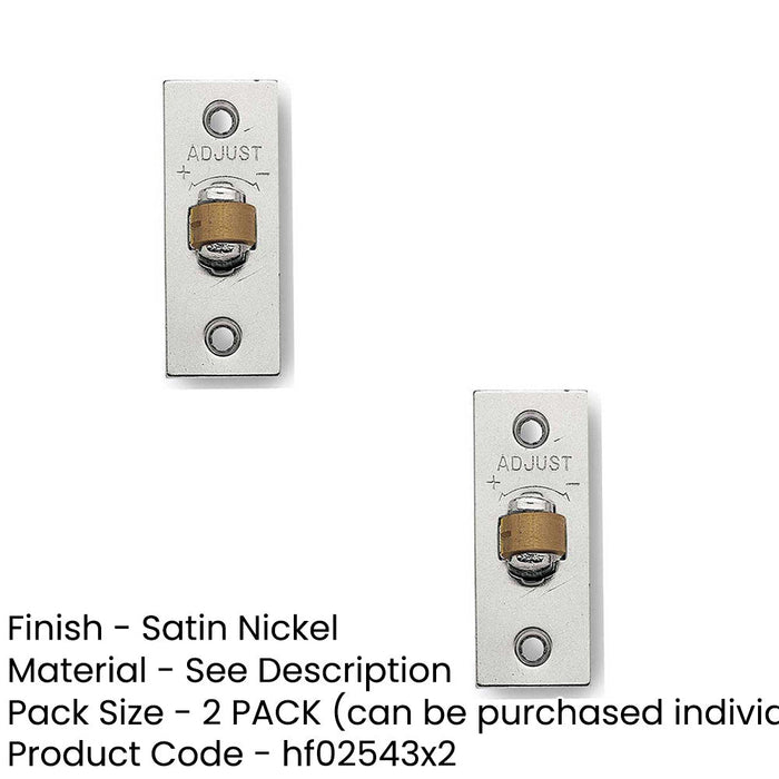 PACK High-Quality Adjustable Rollerbolt Catches with Brass Roller 36mm Satin Nickel Finish (1)-1