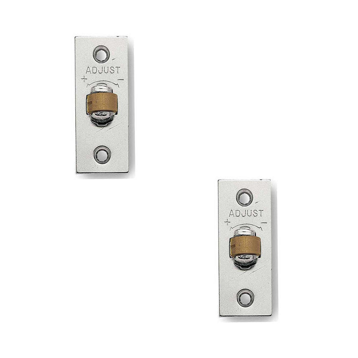 PACK High-Quality Adjustable Rollerbolt Catches with Brass Roller 36mm Satin Nickel Finish (1)