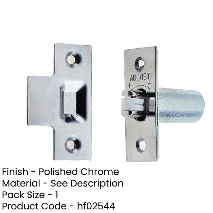 Premium Adjustable Rollerbolt Catches with Nylon Roller Polished Chrome Finish 36mm-1