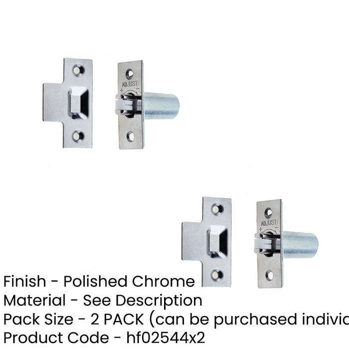 PACK Premium Adjustable Rollerbolt Catches with Nylon Roller Polished Chrome Finish 36mm (1)-1