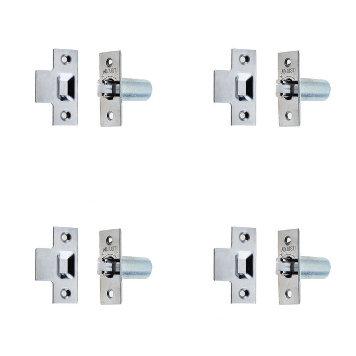 PACK Premium Adjustable Rollerbolt Catches with Nylon Roller Polished Chrome Finish 36mm