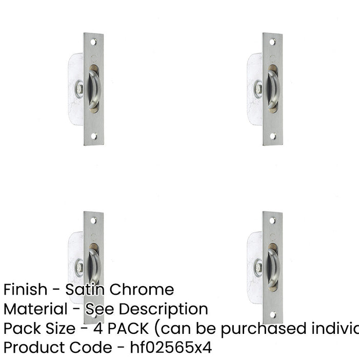 PACK Sash Roller with Rectangular Plate Satin Chrome 118x26mm Premium Quality Window Fastener-1