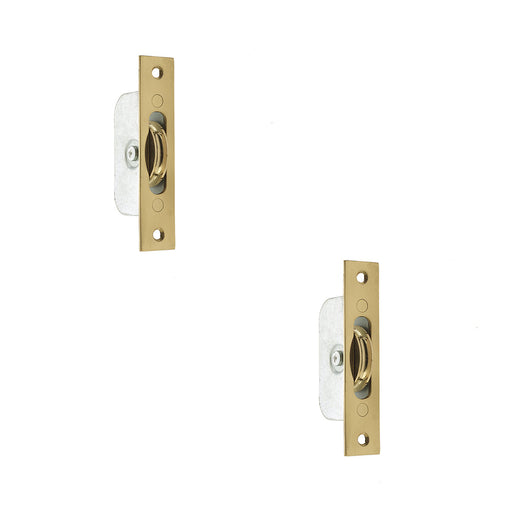 PACK Premium Sash Roller with Rectangular Plate 118x26mm Polished Brass Smooth Operation Window Fastener (1)