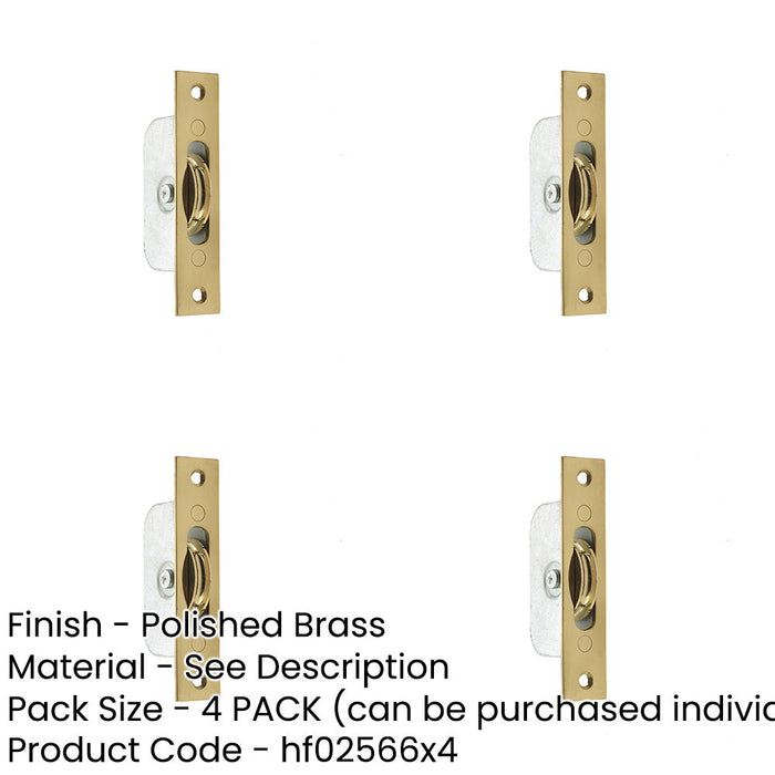 PACK Premium Sash Roller with Rectangular Plate 118x26mm Polished Brass Smooth Operation Window Fastener-1