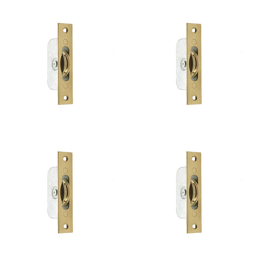 PACK Premium Sash Roller with Rectangular Plate 118x26mm Polished Brass Smooth Operation Window Fastener