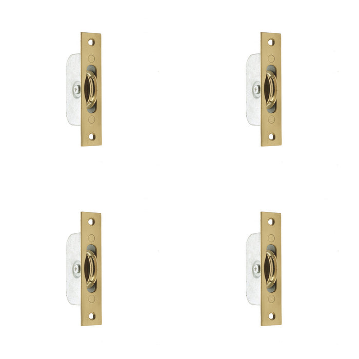 PACK Premium Sash Roller with Rectangular Plate 118x26mm Polished Brass Smooth Operation Window Fastener