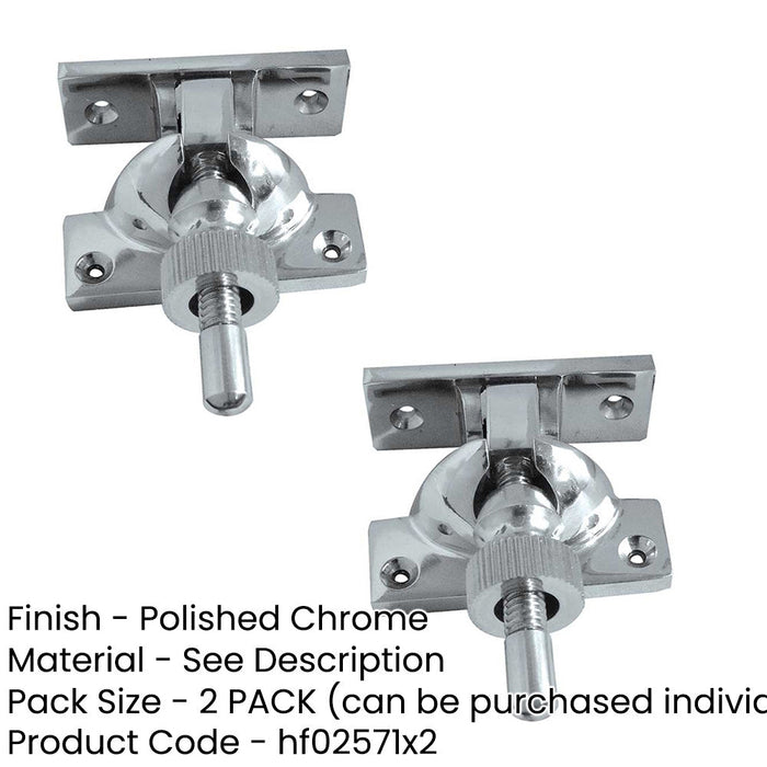 PACK Durable Heavy Fasteners 57x22mm Polished Chrome Finish Window Fastener (1)-1