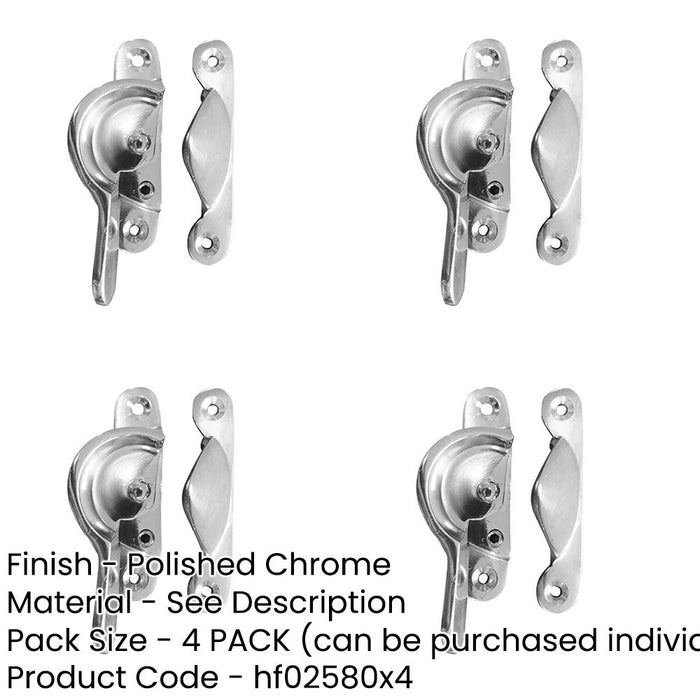 PACK Durable 65mm Polished Chrome Narrow Locking Fasteners Secure Assembly Window Fastener-1