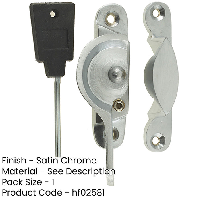 Durable 65mm Satin Chrome Narrow Locking Fasteners Secure Applications Window Fastener-1