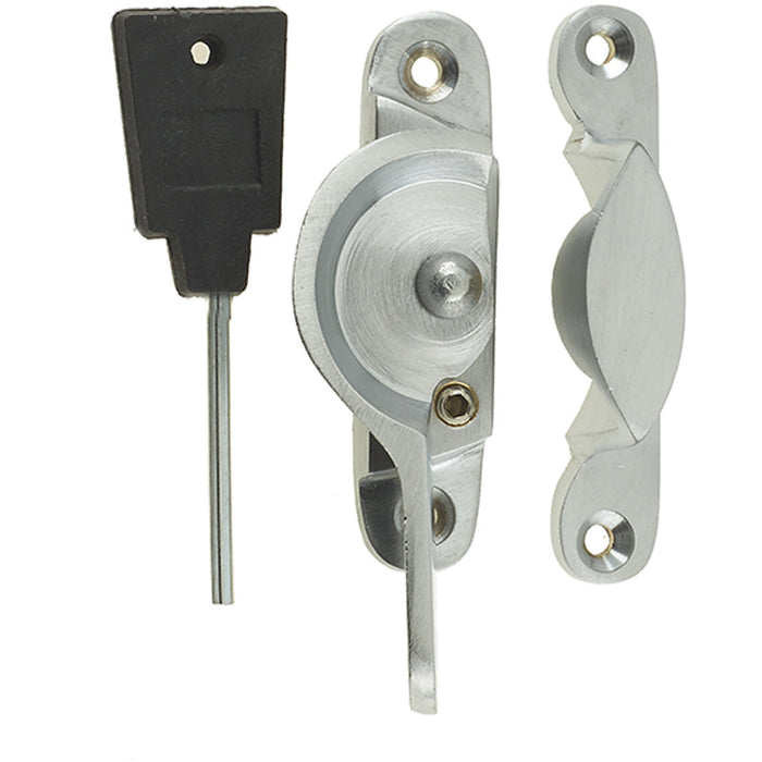 Durable 65mm Satin Chrome Narrow Locking Fasteners Secure Applications Window Fastener