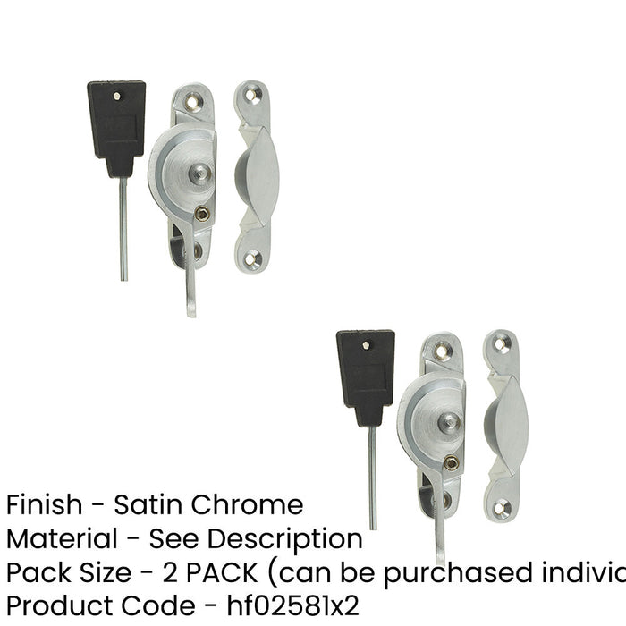 PACK Durable 65mm Satin Chrome Narrow Locking Fasteners Secure Applications Window Fastener (1)-1