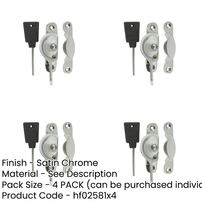 PACK Durable 65mm Satin Chrome Narrow Locking Fasteners Secure Applications Window Fastener-1