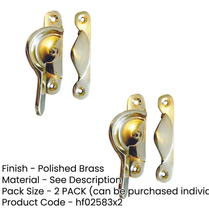 PACK Premium 65mm Polished Brass Narrow Fasteners Secure Fixing Window Fastener (1)-1
