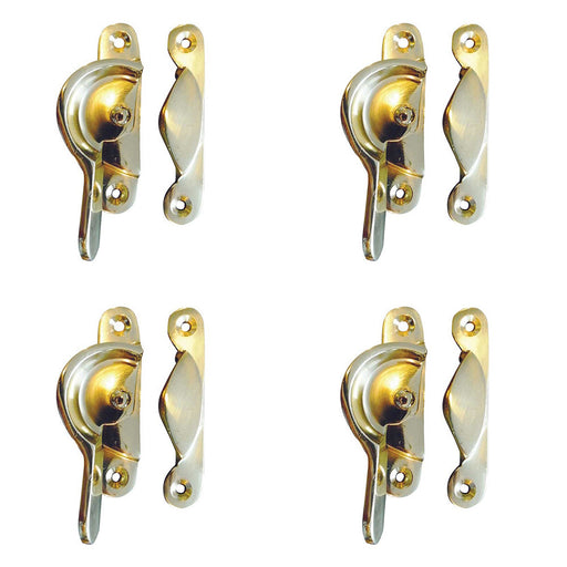 PACK Premium 65mm Polished Brass Narrow Fasteners Secure Fixing Window Fastener