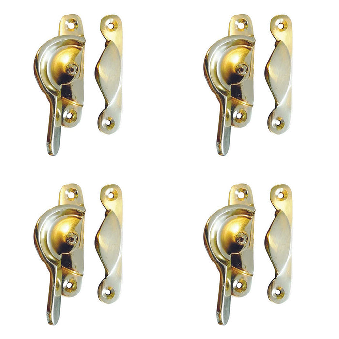 PACK Premium 65mm Polished Brass Narrow Fasteners Secure Fixing Window Fastener