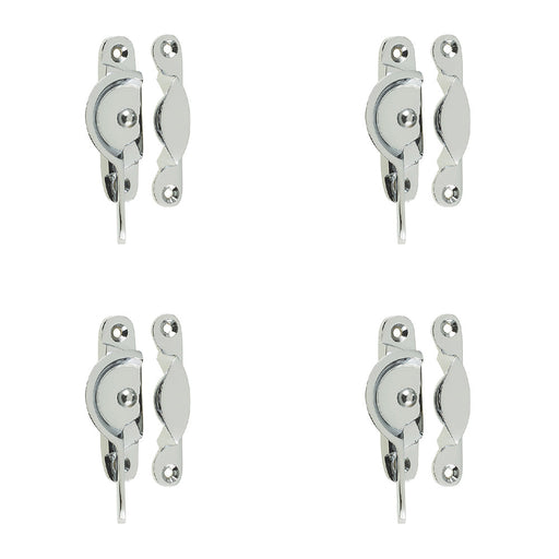 PACK Premium 65mm Narrow Fasteners Polished Chrome Secure Fixings Window Fastener