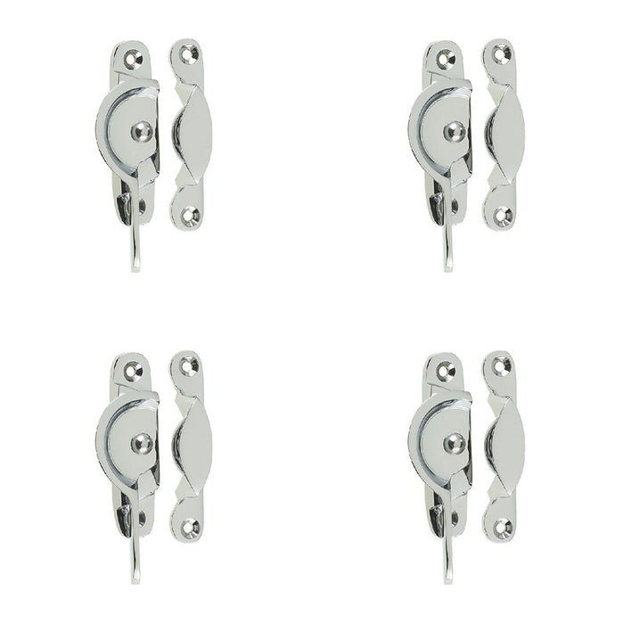 PACK Premium 65mm Narrow Fasteners Polished Chrome Secure Fixings Window Fastener