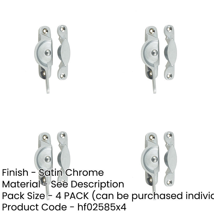 PACK Premium 65mm Satin Chrome Narrow Fasteners Secure Connections Window Fastener-1