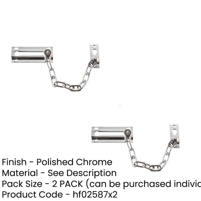 PACK Durable Polished Chrome Security Door Chains 200mm Door Guard-1