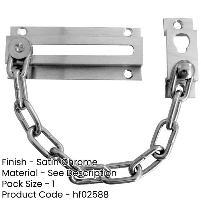 Durable Satin Chrome Security Door Chains 200mm Length Enhanced Safety Door Guard-1