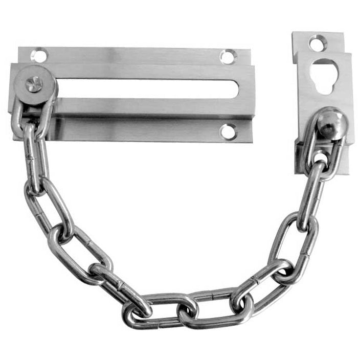 Durable Satin Chrome Security Door Chains 200mm Length Enhanced Safety Door Guard