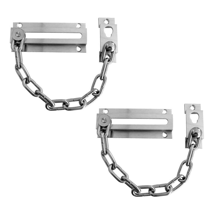 PACK Durable Satin Chrome Security Door Chains 200mm Length Enhanced Safety Door Guard