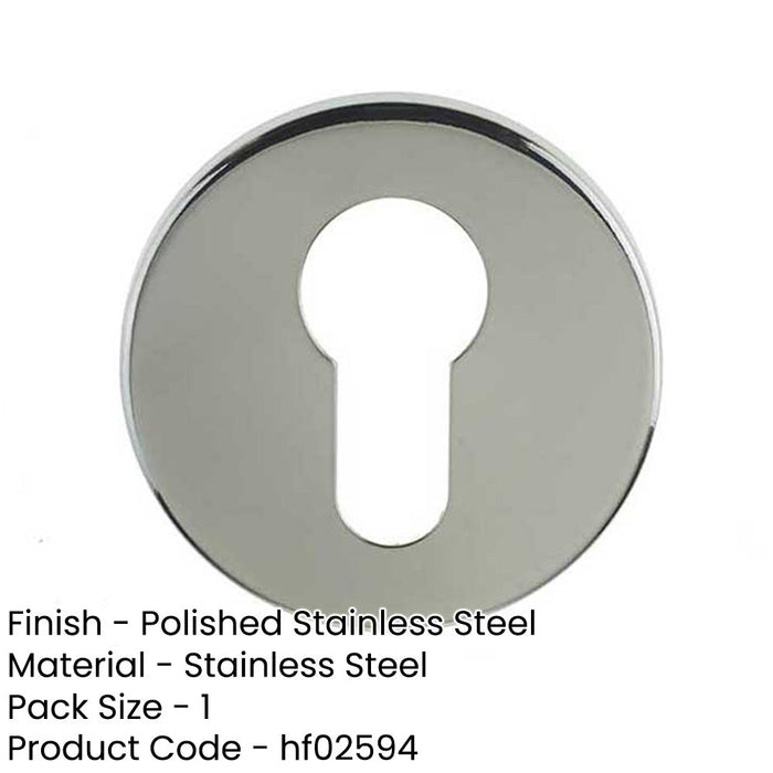 Premium Polished Stainless Steel Euro Profile Escutcheons 52x5mm Grade Hole Cover-1