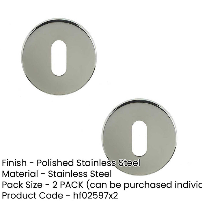 PACK Premium Polished Stainless Steel Keyway Escutcheons Grade 304, 52x8mm Hole Cover (1)-1