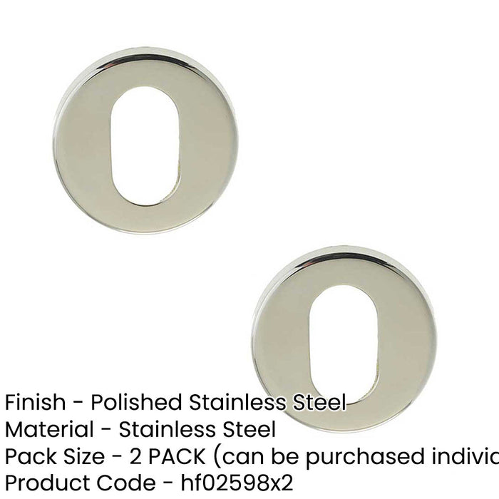 PACK Premium Polished Stainless Steel Oval Escutcheons Grade 304, 52x8mm Hole Cover (1)-1
