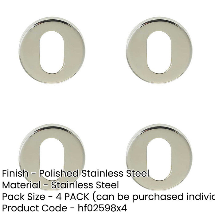 PACK Premium Polished Stainless Steel Oval Escutcheons Grade 304, 52x8mm Hole Cover-1