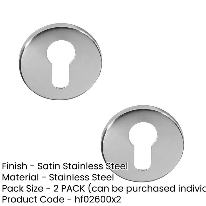 PACK Premium Stainless Steel Euro Profile Escutcheons 52x5mm Grade Grade Satin Finish Hole Cover (1)-1
