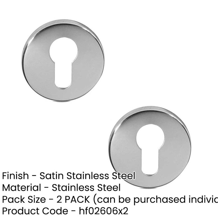 PACK Satin Stainless Steel Euro Profile Escutcheons 52x8mm Grade Premium Quality Hole Cover (1)-1