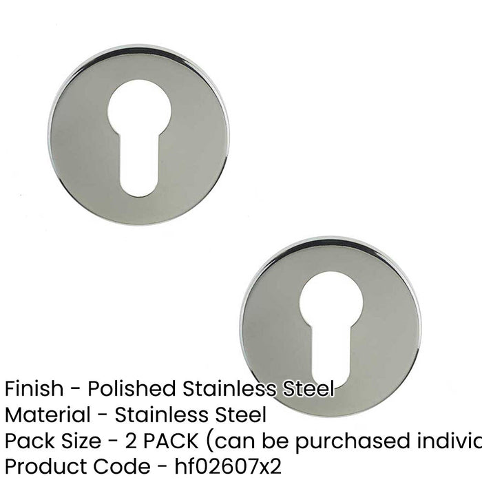 PACK Premium Stainless Steel Euro Profile Escutcheons 52x8mm Grade Polished Finish Hole Cover (1)-1