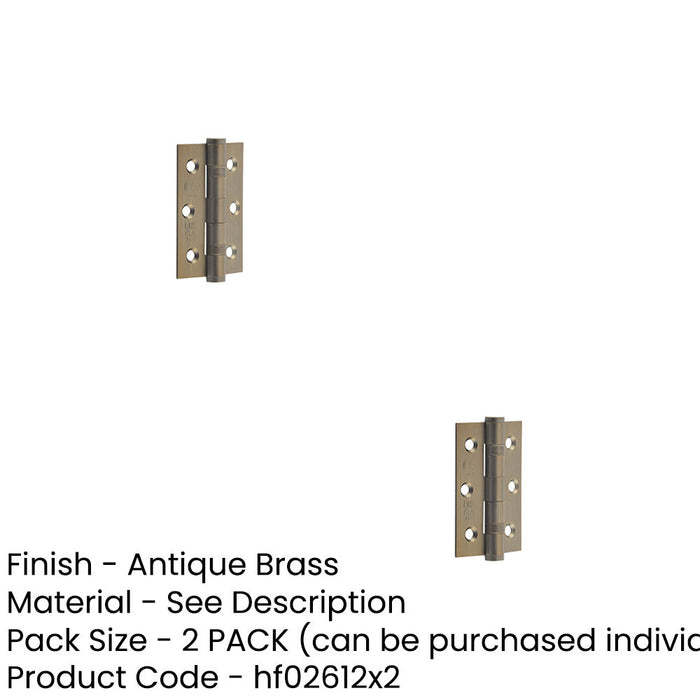 PACK Premium Stainless Steel Grade Ball Bearing Hinge Antique Brass Finish, 76x50mm Door Hinges (1)-1