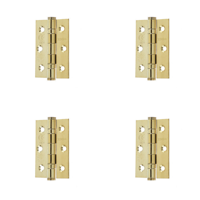 PACK High-Quality Stainless Steel Grade Ball Bearing Hinge 76x50mm with Brass Finish Door Hinges