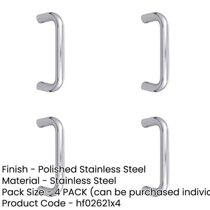 PACK Premium Polished Stainless Steel Shape Pull Handle 19mm Grade Door Handle-1