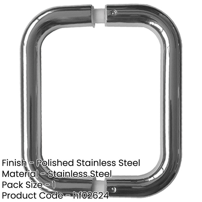 Polished Stainless Steel 19mm Shape Pull Handle Fixing 225x19mm Door Handle-1