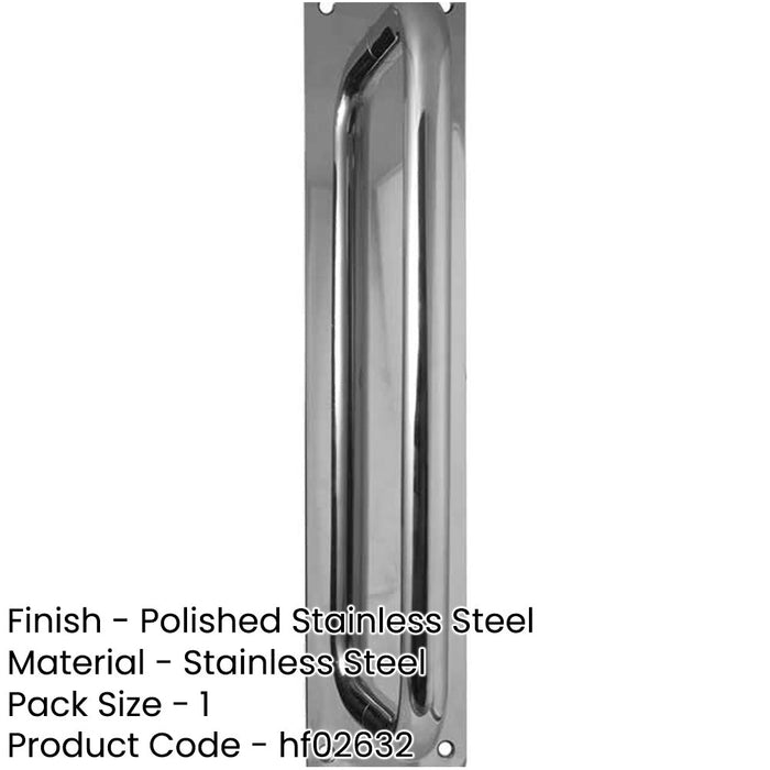 Premium Polished Stainless Steel Pull Handle with Plate 225x19mm Door Handle-1
