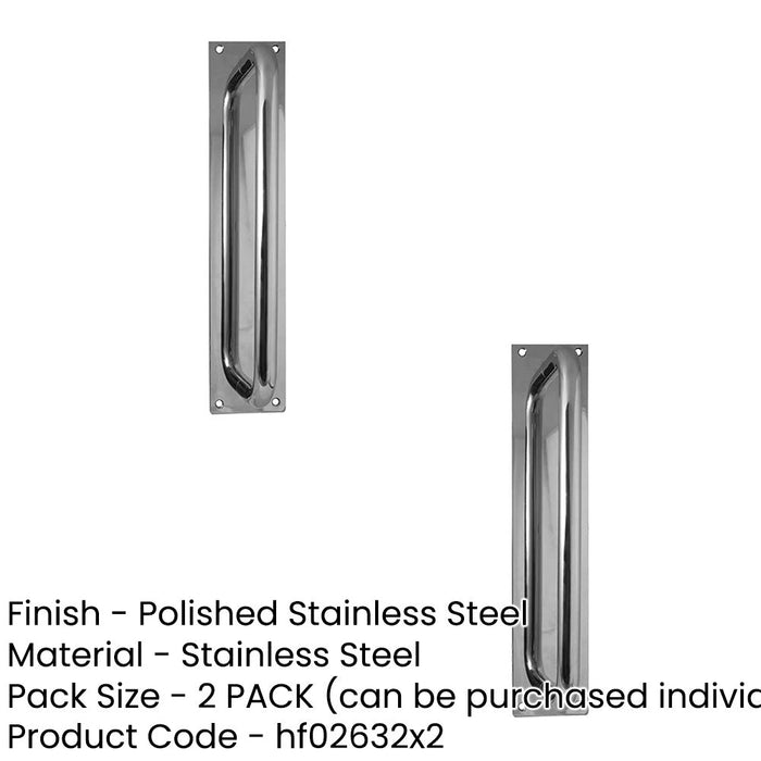 PACK Premium Polished Stainless Steel Pull Handle with Plate 225x19mm Door Handle (1)-1