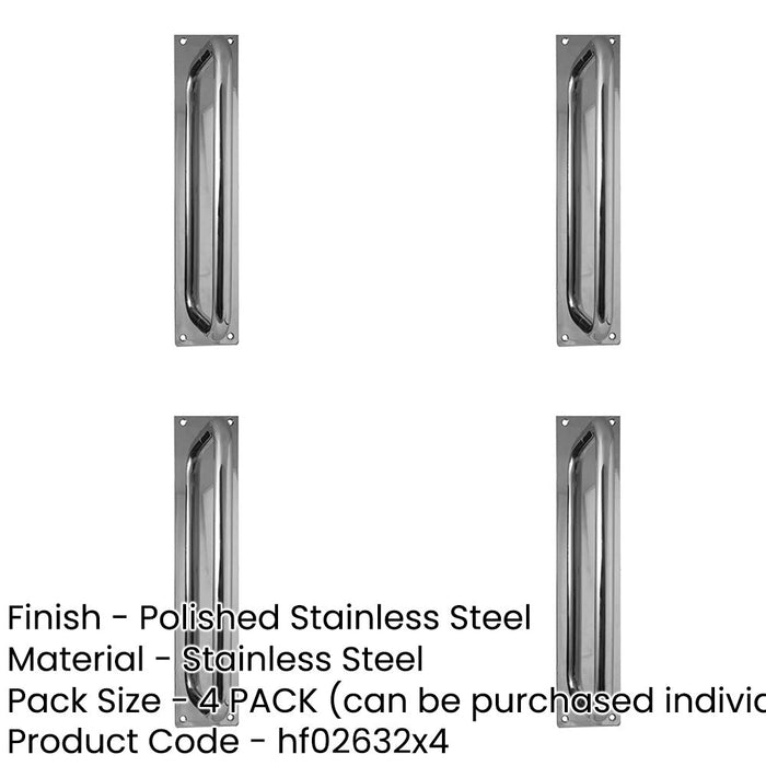 PACK Premium Polished Stainless Steel Pull Handle with Plate 225x19mm Door Handle-1