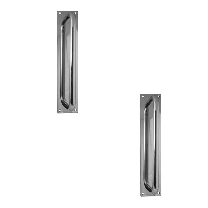 PACK Premium Polished Stainless Steel Pull Handle with Plate 300x19mm Door Handle (1)