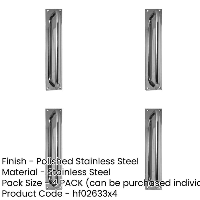 PACK Premium Polished Stainless Steel Pull Handle with Plate 300x19mm Door Handle-1