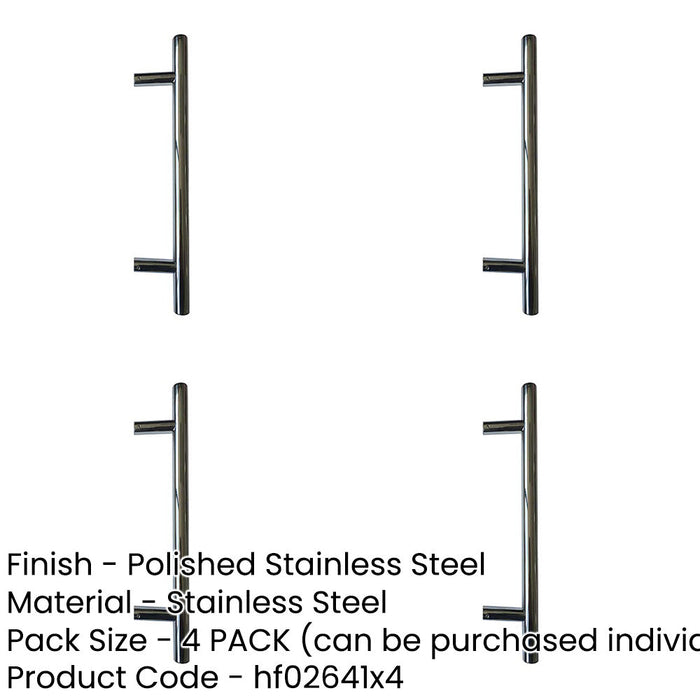 PACK Premium Polished Stainless Steel 25mm Pull Handle Fixing 400x25x300mm Door Handle-1