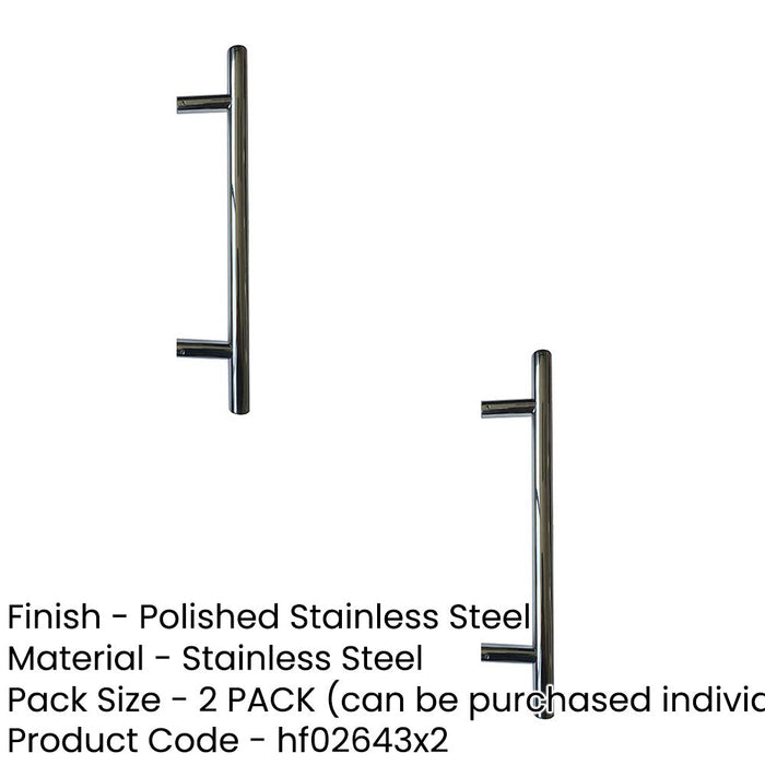 PACK Polished Stainless Steel 25mm Pull Handle with Fixing Durable Stylish Door Handle (1)-1