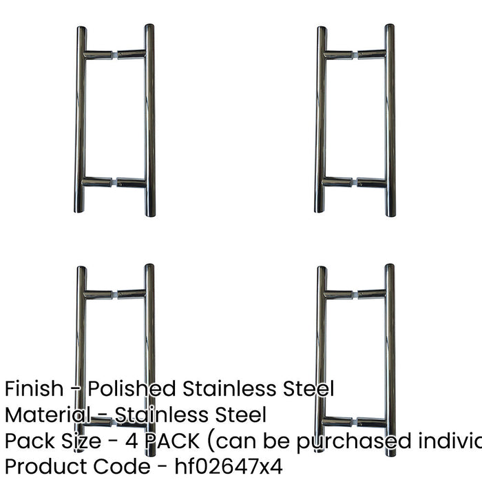 PACK Premium Polished Stainless Steel 25mm Pull Handle Fixing 750x25x650mm Door Handle-1