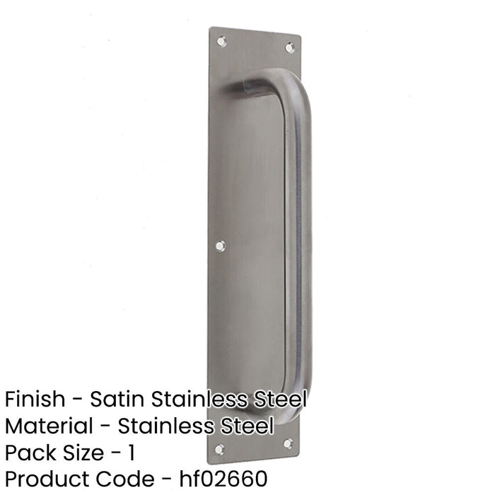 Premium Satin Stainless Steel Pull Handle with Plate 225x19mm Size Door Handle-1