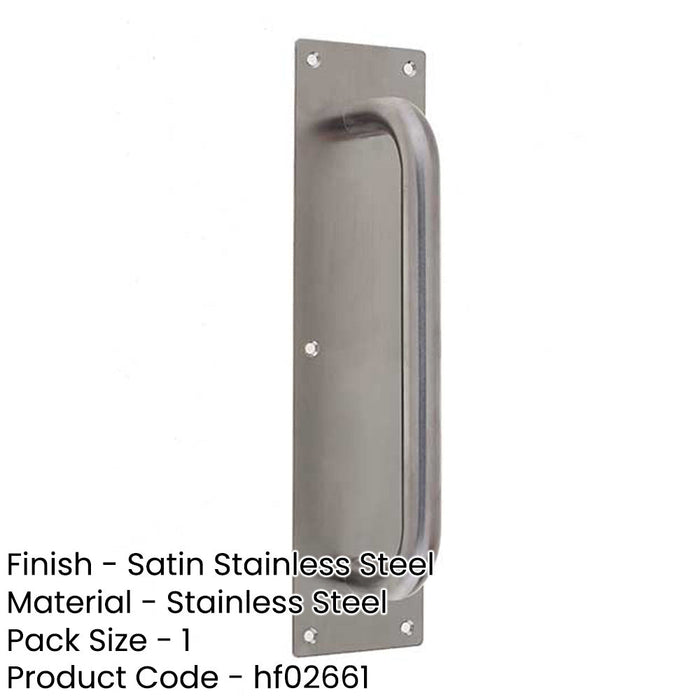 Premium Satin Stainless Steel Pull Handle with Plate 300x19mm Durable Design Door Handle-1