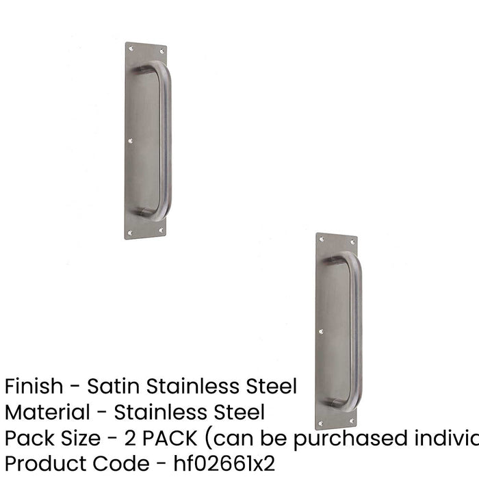 PACK Premium Satin Stainless Steel Pull Handle with Plate 300x19mm Durable Design Door Handle (1)-1
